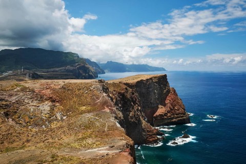 Madeira Island scenic rugged landscape view from Ponta do Sao Lourenco cape. Madeira, Portugal,