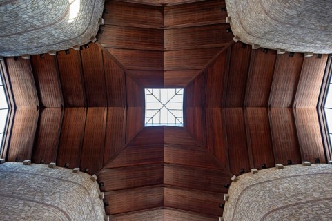 Ceiling vault of the Heilig Kreuz Church, opened in 1964, Jahnstr. 41, Weißenburg, Middle