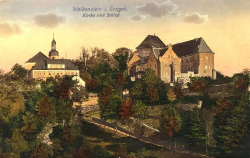 Historical postcard, picture postcard, Wolkenstein in the Erzgebirge, Saxony, Germany, digitally