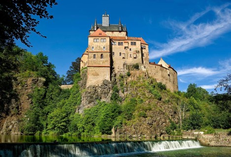 Kriebstein Castle, hilltop castle or Spornburg from the late Middle Ages on the River Zschopau,