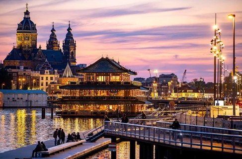 Amsterdam, Netherlands, city centre, St. Nicholas Basilica, new quarter on the Oosterdokskade,