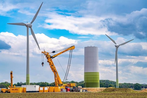Wind turbine repowering, in the Issum-Oermten wind farm, 9 wind turbines in operation for over 20