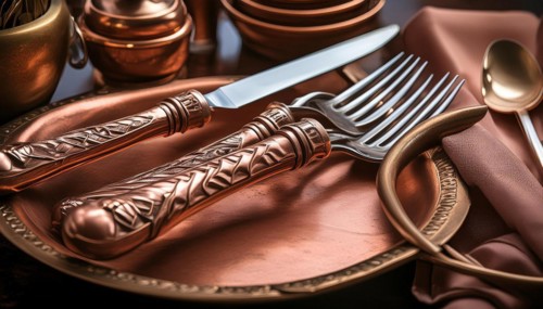 Metal, copper, cutlery and crockery made of copper