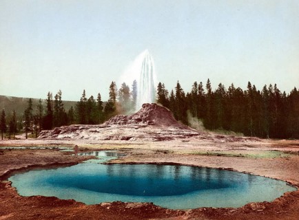 The Castle Geyser, Yellowstone National Park, United States, 1890, Historic, digitally restored