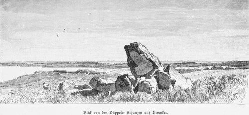 Dybbøl, Düppeler Schanzen with Broager, Sonderburg, Flensburg Fjord, Jutland, Denmark, debris,
