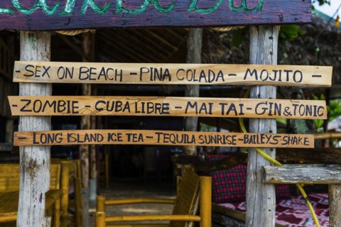 Cocktails listed in a beach bar, order, holiday, travel, service, gastronomy, bar, service, hint,