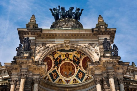 Semperoper in the Old Town, architecture, attraction, famous, equestrian statue, opera, music,