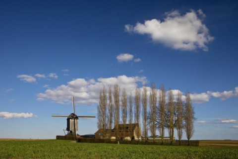 Historic Düppelsmühle, trestle windmill on a ridge near Titz, Düren district, Lower Rhine, North