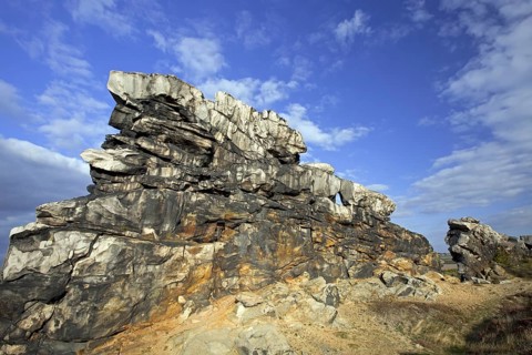 The Mittelsteine near Weddersleben, part of the Teufelsmauer, Devil's Wall, sandstone rock