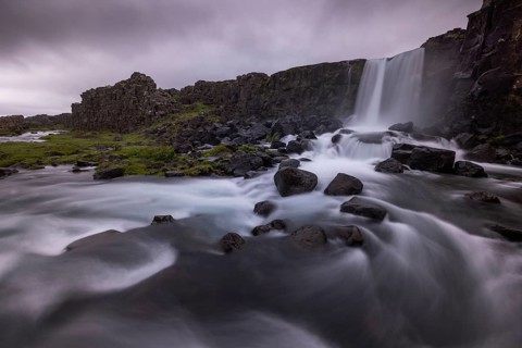 Oxarafoss, waterfall in Thingvellir National Park, interface of the European and North American
