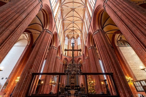 Interior of the church of St Nikolai in the Hanseatic city of Wismar, Mecklenburg-Western