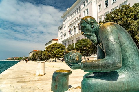 Statue of Spiridon Brusina on the promenade in Zadar, Croatia, Europe