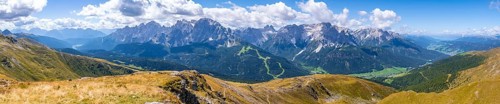 Alpine panorama, Carnic High Trail, view from the Carnic main ridge to the Sesto Dolomites, Carnic