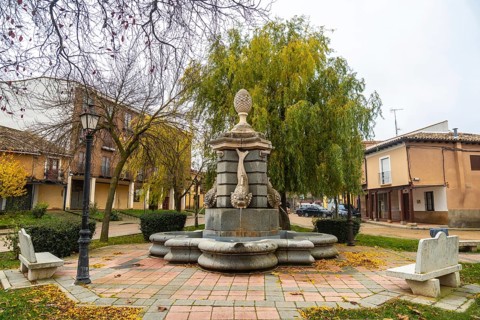 Water fountain in the town of Villalon de Campos, Valladolid. Spain