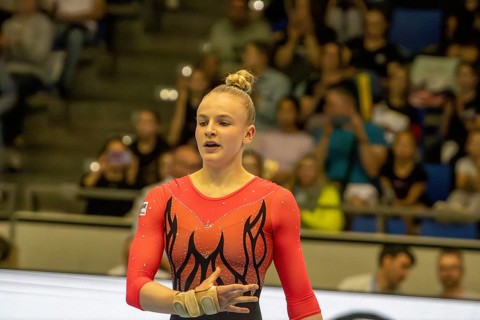Olympic qualification in apparatus gymnastics in Rüsselsheim Picture: Anna-Lena König after her