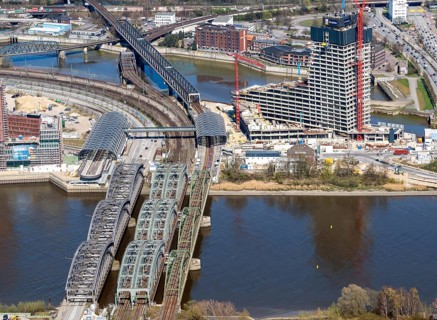 Elbtower, S-Bahn, structural damage, aerial view, Hamburg, Germany, Europe