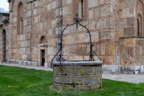 Fountain at the Gracanica Monastery, Gracanica, Amselfeld, Kosovo, Europe
