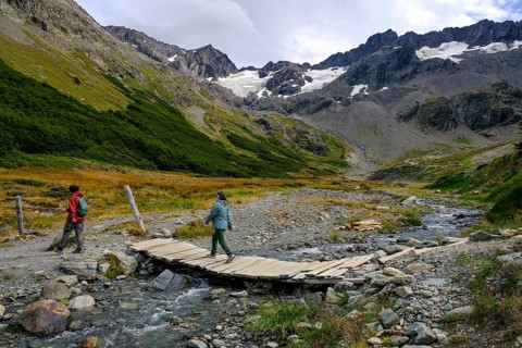 Ushuaia, Tierra del Fuego, Argentina, hiking trail to the Martial glacier on Cerro Martial,