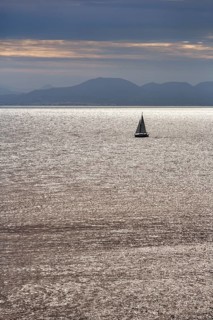 Sailboat, silhouette, Playas de Papagayo, evening sky, Monumento Natural de Los Ajaches nature park