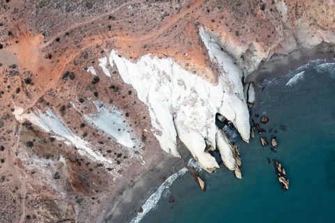 Aerial view, rocky coast, Cabo de Gata-Nijar Natural Park, Almeria, Andalusia, Spain, Europe