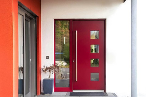 Modern new red front door