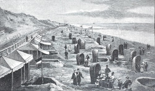 Southern part of the beach with walkway, North Sea, Sylt, around 1890, Germany, digital