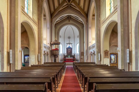 Interior of the Feldberg town church, Feldberg Lakeland, Mecklenburg-Western Pomerania, Germany,