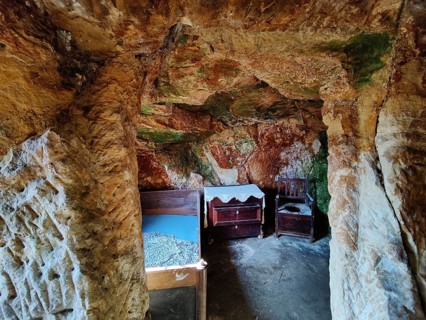 Cave flats in Langenstein, district of Halberstadt, Harz county, Saxony-Anhalt, Germany, Europe