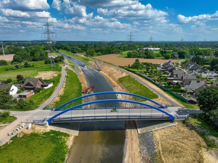 Dinslaken, Voerde, North Rhine-Westphalia, Germany, renaturalisation of the Emscher. Inlet to the