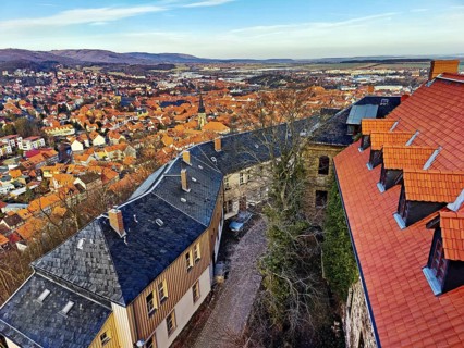 View of Wernigerode from the castle, Harz Mountains, Saxony-Anhalt, Germany, Europe