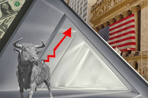 Symbolic image, bull stands for stock market boom, Wall Street and Dax upswing, President Trump's
