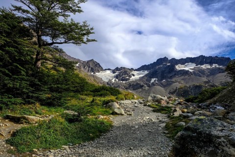Ushuaia, Tierra del Fuego, Argentina, hiking trail to the Martial glacier on Cerro Martial,