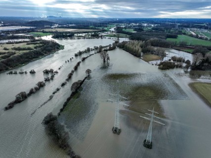 Marl-Haltern am See, North Rhine-Westphalia, Germany, Flooding on the Lippe, river in the Ruhr