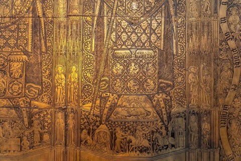Monumental tomb slab of Bishops Ludolf and Heinrich von Bülow in Schwerin Cathedral of St Mary and