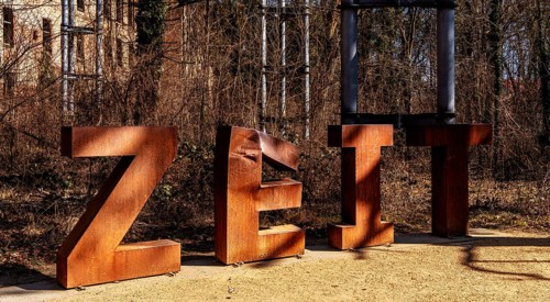 Art installation in front of the entrance to the former Alpenhaus, Historic Tuberculosis