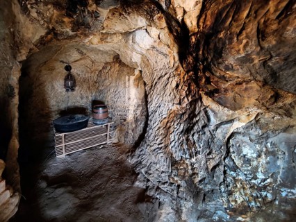 Cave flats in Langenstein, district of Halberstadt, Harz county, Saxony-Anhalt, Germany, Europe