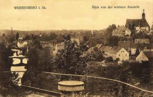 Historical postcard, picture postcard, view from the beautiful view, Weissenberg in Saxony,