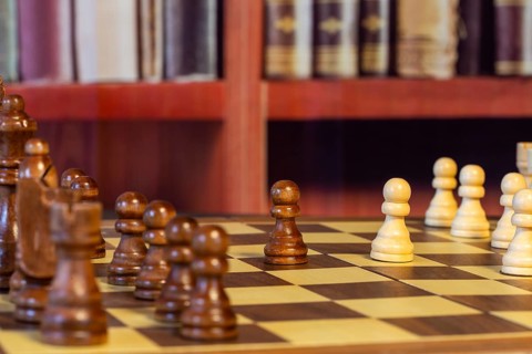 Close-up of a chess set