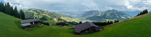 Alpine panorama in summer, rainbow, alpine hut, view over the Brixen valley, Hochbrixen, Brixen im
