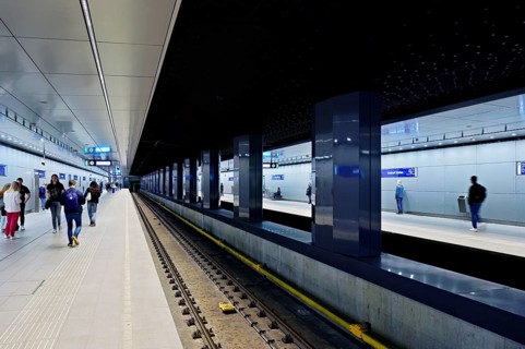 Interior view of the central station of the capital, Amsterdam Centraal, Amsterdam, Province of