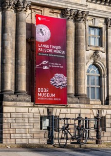 Posters on the façade of the Bode Museum, Museum Island, Berlin