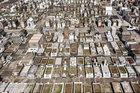 New Orleans, Louisiana - An aerial view of St. Joseph Cemetery #1, established in 1854. Burial in