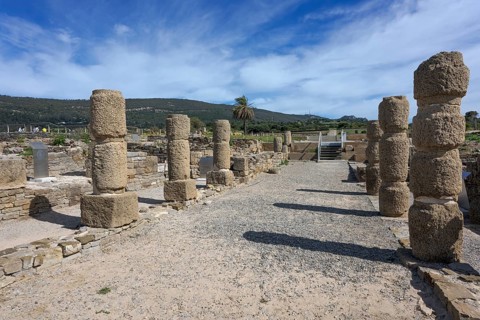 Street with column remains, Archaeological Museum Baelo Claudia, Cádiz, Spain, Europe