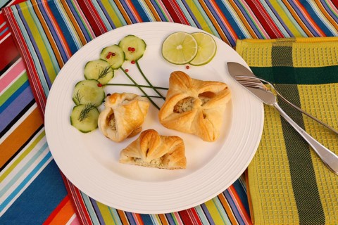 Southern German cuisine, trout cream in puff pastry, starter, fish dish, baked, from the oven,