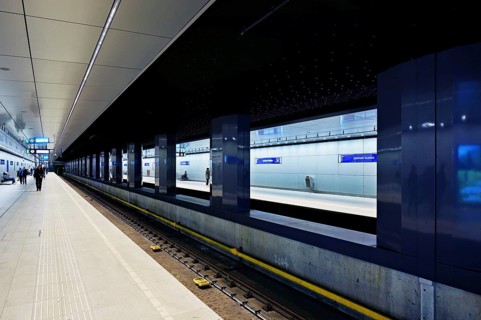 Interior view of the central station of the capital, Amsterdam Centraal, Amsterdam, Province of