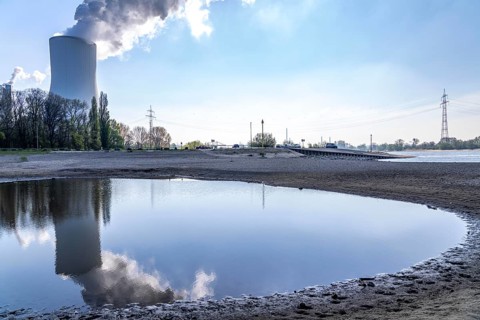 Low water level on the Rhine, after the driest and warmest March since weather records began, the