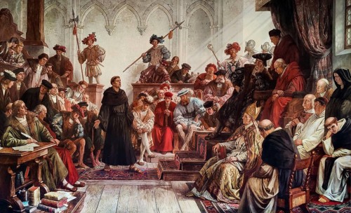 Martin Luther at the Diet of Worms in 1521, mural in the Kaisersaal Goslar by Hermann Wislicenus,