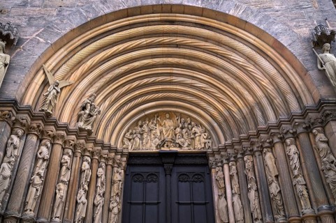 Depiction of the Last Judgement in the tympanum, princely portal, main portal, Bamberg Cathedral of