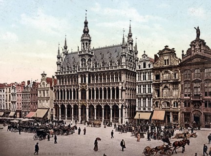 Maison du Roi, Brussels, Belgium, Historic, digitally restored reproduction from a 19th century