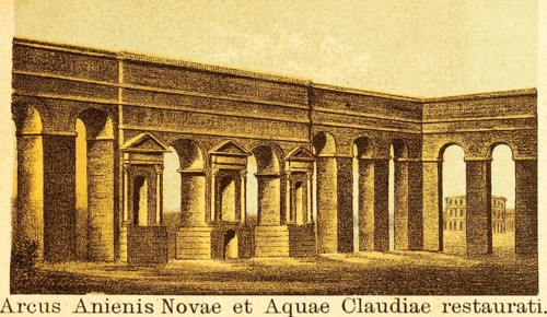 Arcus Anienis Novae and Aquae Claduae restaurati, restored water conduit, the aqueducts Aqua